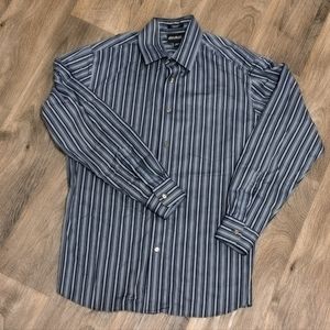 Funky Blue-striped Button-up Shirt